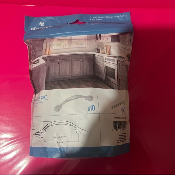 Brainerd Half Round Spoon Foot Pull 3” Satin Nickel - Picture 2 of 3